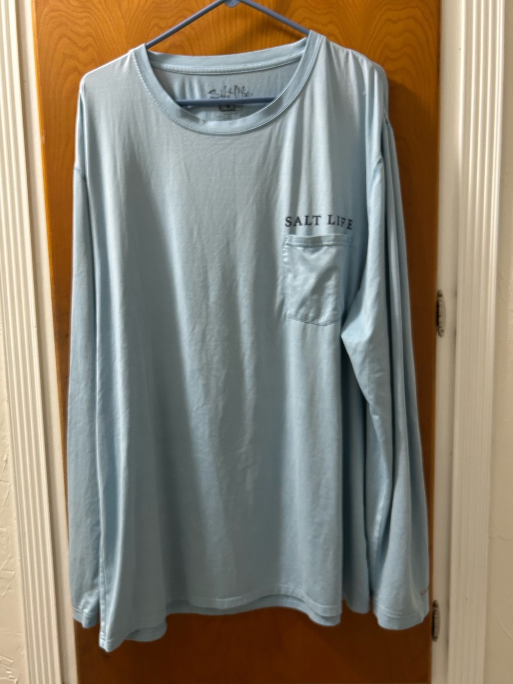 Salt Life Men's Long Sleeve Pocket performance Tee - Light Blue